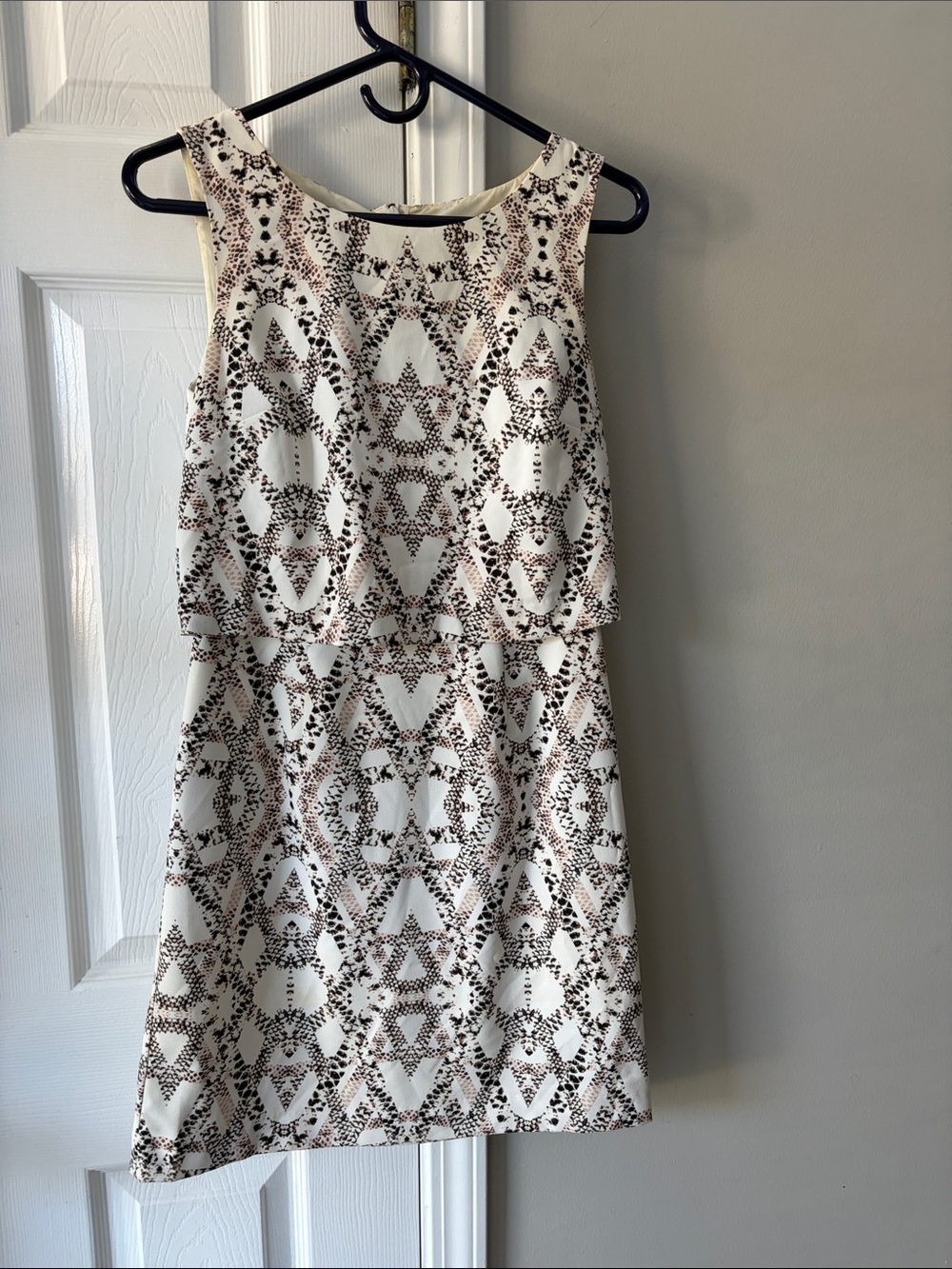 Banana Republic Cream Mini Dress with Brown Geometric Print